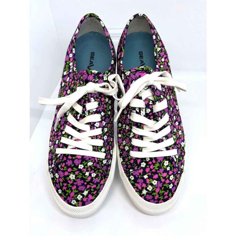 EUC! SEAVEES Women's Monterey Sneaker Blossom Poplin Twill Size US 8